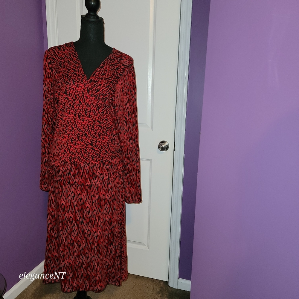 New York & Company Red/Black Wrap Style Dress Sz: XL NWT - Picture 6 of 7